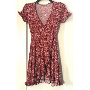 Pull&Bear Red Floral Print Mini Sundress ~ sz XS